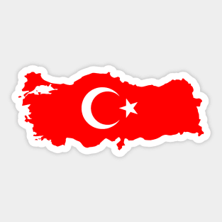 Turkey flag map shape sticker - Turkish flag with moon and star Sticker